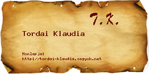 Tordai Klaudia névjegykártya